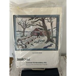 Scovill Dritz CREWEL EMBROIDERY KIT Old Covered Bridge 6108 SEALED NOS NIB